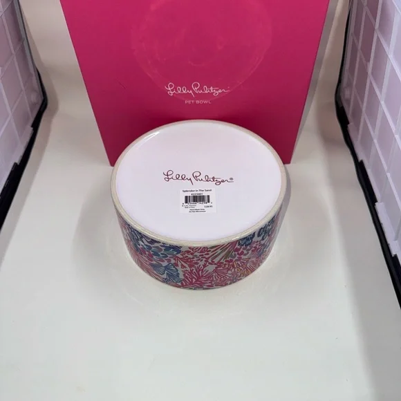 Lilly Pulitzer Vibrant Pink and Blue Accent Bowl - Picture 4 of 5